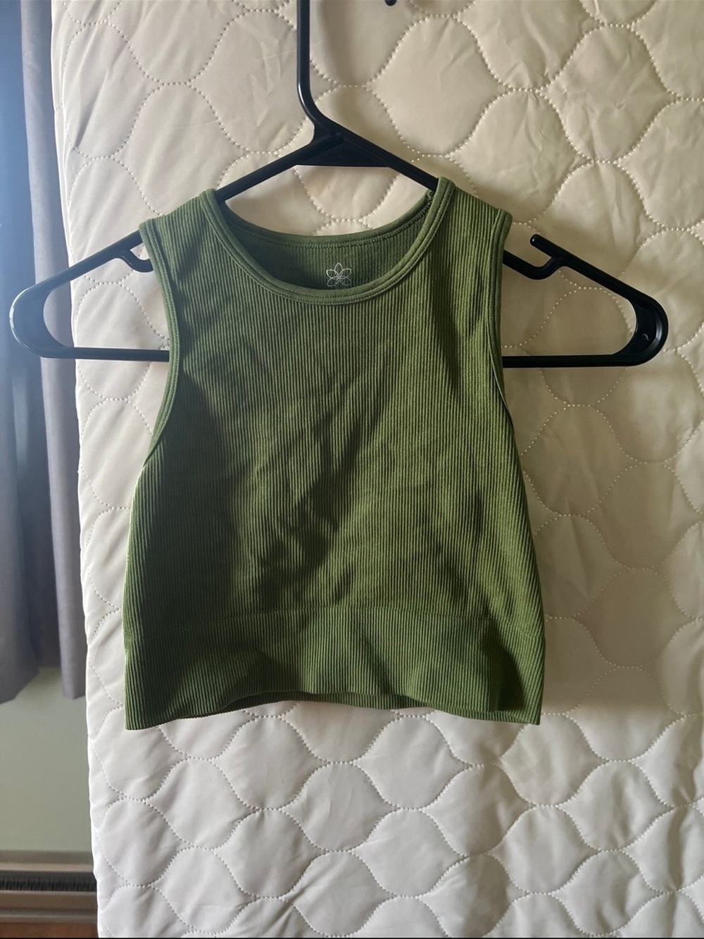 Aura Olive Ribbed Sleeveless Crop Tank